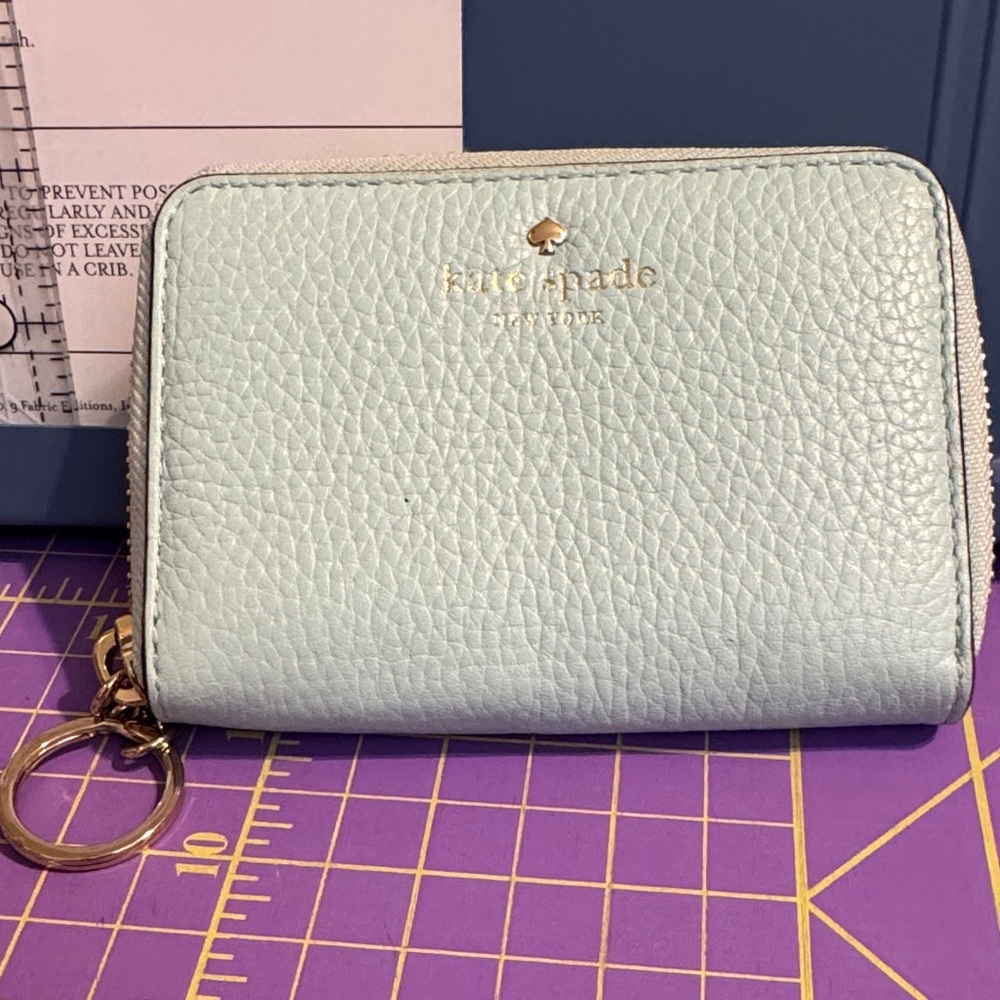 Kate Spade Darcy Zip Card Leather Wallet w/Keychain